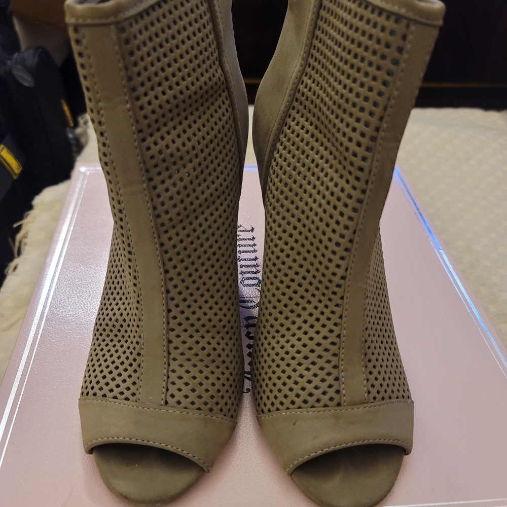 Open toe wedge booties